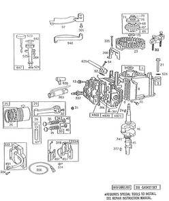 Cylinder Assembly Piston Assembly Diagram and Parts List for 92502-3152-01  Briggs and Stratton Engine